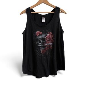Harley-Davidson Women’s Skull Rose Tank Top Medium